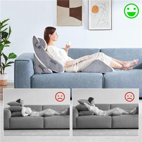 Kingfun 4pcs Orthopedic Bed Wedge Pillow Set for Post Surgery, Memory Foam - Picture 6 of 7